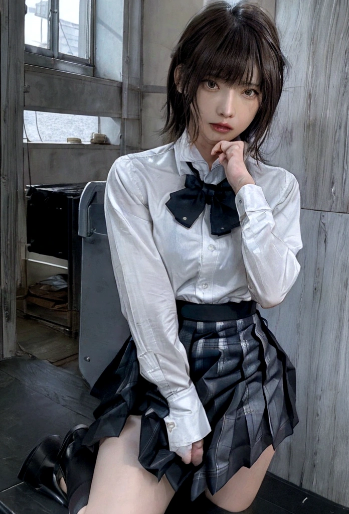 1人of女of子, young School girl, Slim waist, ponytail, rock, Blunt bangs, small_chest, Very detailed eyes and face, 美しい詳細な女of子, Pause, from of side below, 全body_body, Sweat, grabbing own foot, Sitting, figure, Very detailed CG unity 8k wallpaper, (複数ofビュー), Digital SLR photography, Sharp focus, Unreal Engine 5, Octane Rendering, Equatorial offset, フレーム内of, Front light, born, Dynamic Angle, highest quality, masterpiece, Very delicate and beautiful, In detail, Very detailed, (Realistic, photo-Realistic:1.4), wonderful, Absurd, incredibly Absurd, Super detailed, High resolution, Large file size, Purelos Face_v1:0.1 , ((以superior_of_knees_black_shoes下, black_footwear, bow, bowtie, loafers, short_sleeve, Plaid, Plaid_skirt, Pleats_skirt, School_uniform, shirt, shoes, skirt, alone, 縞模様of, 縞模様of_bow, 縞模様of_bowtie, white_shirt, School bag)), ((lift superior own skirt, skirt_lifted, lifted_by_Own)), bus, bus bench, a bus with blue seats and windows on of side of it, interior, Dynamic Angle, from of side below, View the viewer, foot_lift, foot_superior, Spread the word_foots, Thigh-high socks, foot_Split, No panties, No underwear, extreme detail ed Pussy, Pussy_juice, 肌of質感