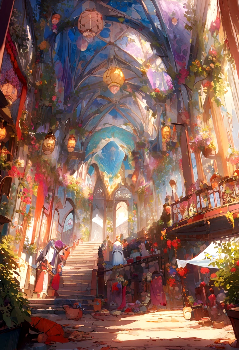 Mythological Creatures,((Chinese mythology fire phoenix)),Chinese traditional elements,mural,Illustrative myths,Fuyao Legend,dappled light,Hazy Haze,Mysterious atmosphere,masterpiece,HD,colorful,details,Seven colors