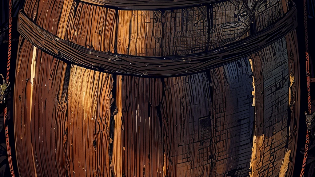 a wooden barrel filled with dead snakes, horror, nakesWorld