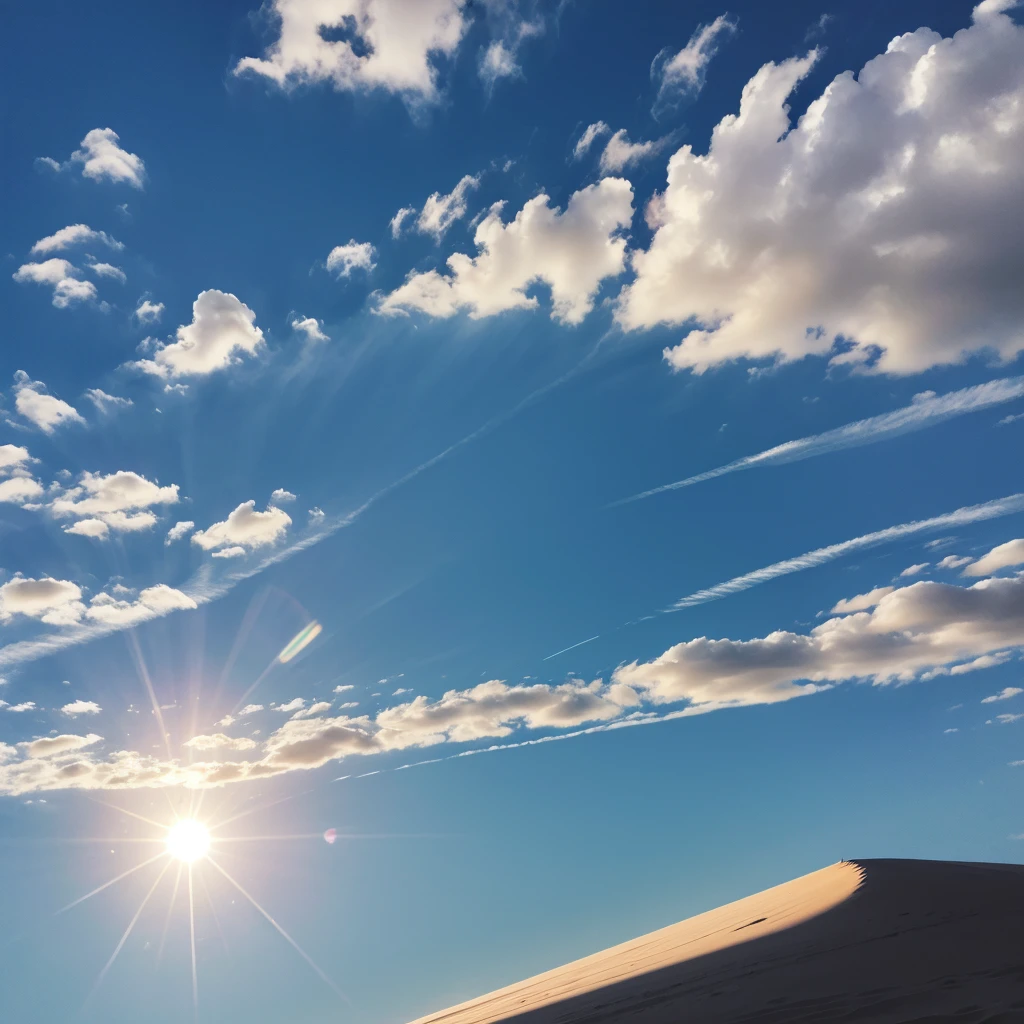 A blue sky with a sun and gradient background