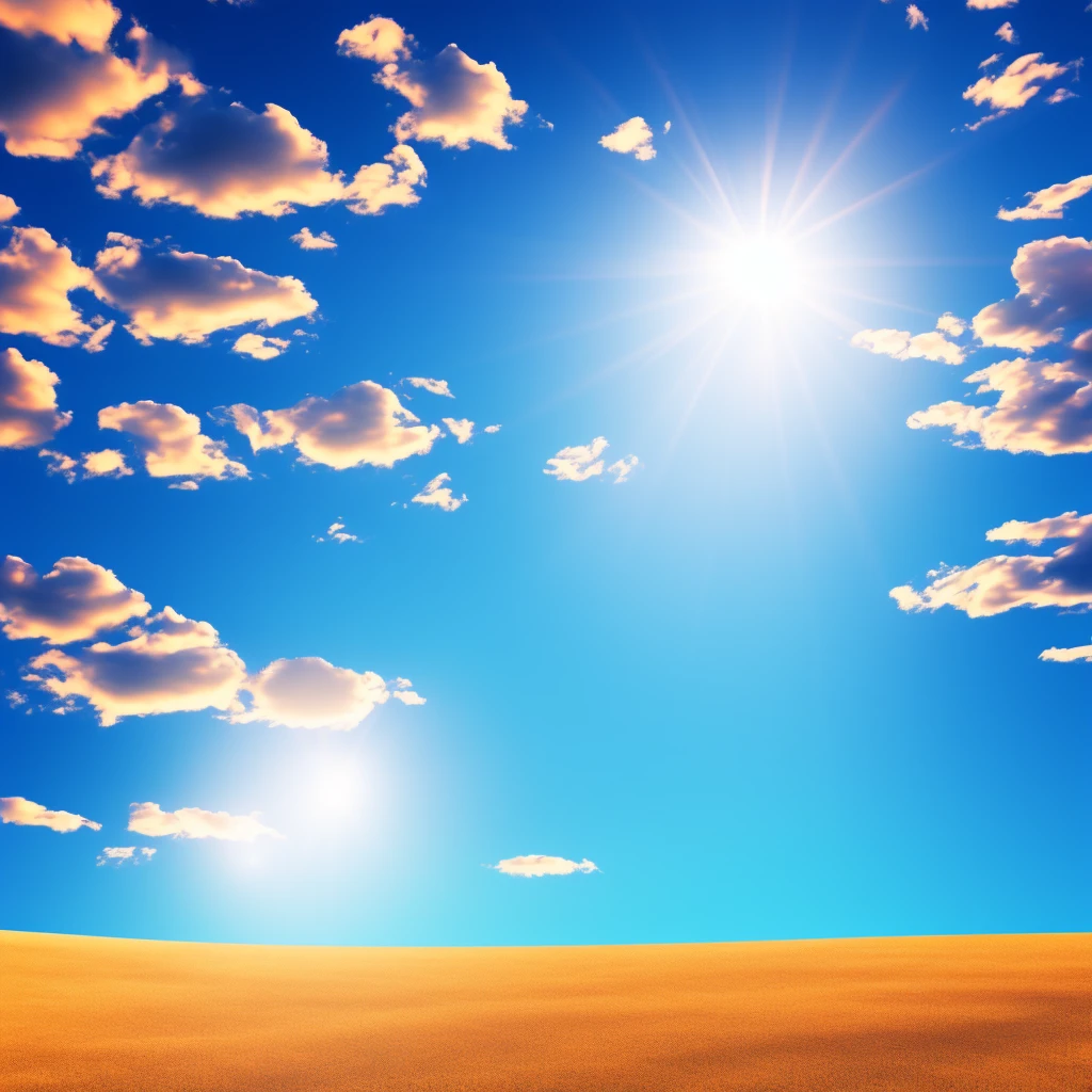 A blue sky with a sun and gradient background
