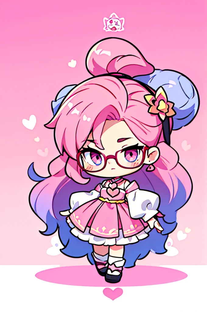 man ,cartoon girl with pink hair and glasses wearing a crown, ((pink)), Official fan art, The delicate androgynous prince, anime moe art style, beautiful androgynous prince, cute art style, Chibi style, 🍁 cute, Kawaii Chibi, ❤🔥🍄🌪, Chibi Art, Fan Art Demon Slayer Rui, cute character, Maple character art, High quality fan art