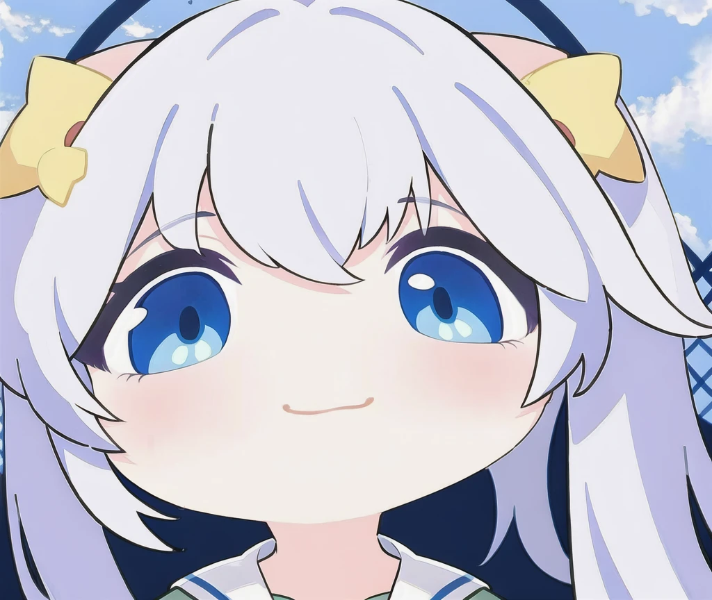 1 girl, elf ears, dinosaur tail, sailor suit, ,Positive face，Full body shot of the character，Stay，silver hair，simple background（Character division reference image）