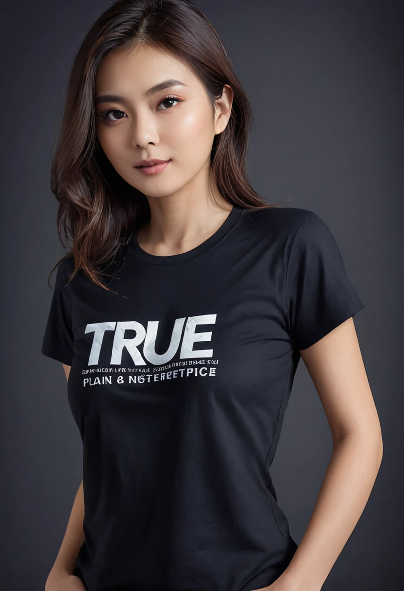 (8ก, raw photos, Highest quality, Masterpiece: 1.2), Special details, Super resolution, (TRUE, TRUE photos: 1.37), Plain black T-shirt