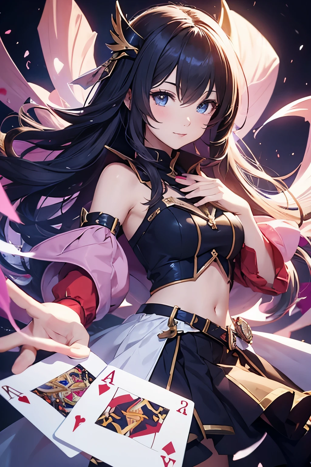 Fantasy girl with cards in her hands 2d character anime