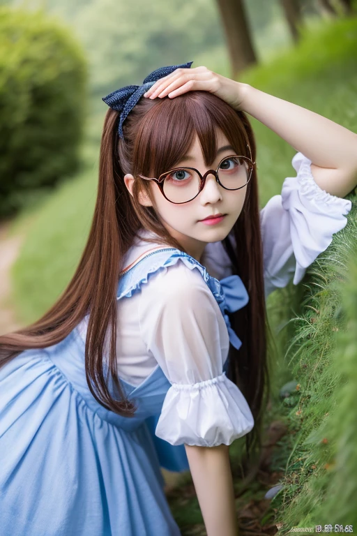 highest quality、masterpiece、High sensitivity、High resolution、detailed、Glasses、Shyly、Alice in Wonderland、Cosplay
