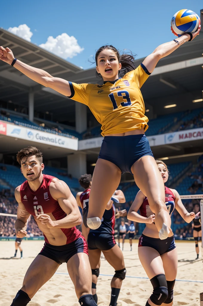 x Men playing volleyball heroes
