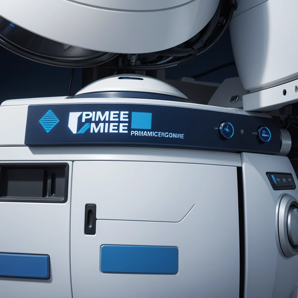 create a logo with blue and white colors with the name "prime electronics"