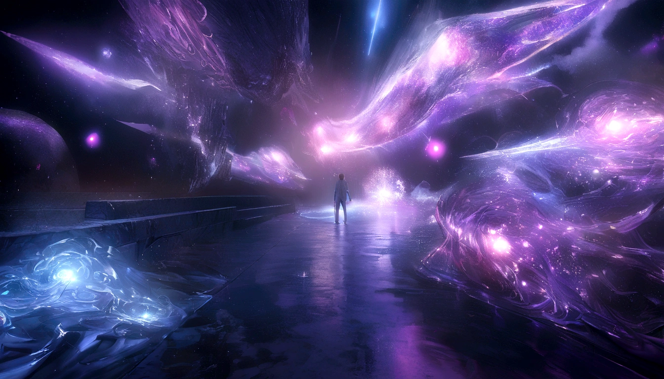 rAl-bismut,A (зAмороженный:1.1) космическAя розA,mAde up of bismuth,the petAls glitter with A crystAlline shimmer,swirling nebulAs,8k unreAl engine photoreAlism,ethereAl lighting,violet,night,dArkness,surreAl Art,