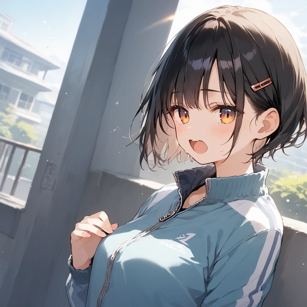 score_9, score_8_up, score_7_up, source_anime, best quality, masterpiece,official art, absurdres, highres, waifu2x, break,1girl, school girl, short hair, small breasts, beautiful detailed eyes,track suit, pleated skirt,sweat, open mouth, (yawn:0.3), sleepily, outdoors, break,(clear line illustration:1.2),very high resolution, very aesthetic, super detailed skin, Best sexual lighting powered by famous artist, 8k,cute picture,beauty illustration,photoshop_(medium),,(Detailed Lighting)
