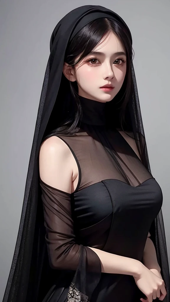 A black silk dress、Close-up of woman wearing black headscarf, Gu Weisz style artwork, IG Model | Art sprouts, extremely detailed Art sprouts, Surrealist anime, Soft Portrait Shots 8K, Art sprouts. Anime Illustrations, Bovoort&#39;Art style, Blue-haired princess, 8k Art sprouts bokeh，Blue Hair，Semi-long hair，blue eyes，Beautiful glasses，wear glasses（focus），huge ，A big smile