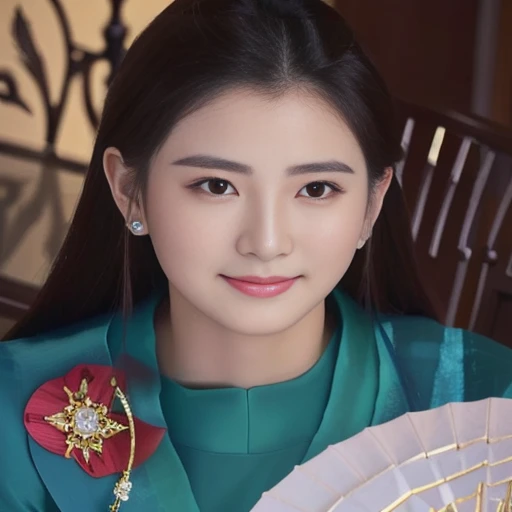 Close-up of woman with fan and necklace, Inspired by Gu An, Inspiration from Qiu Ying, palace , girl in hanfu, Inspiration from Zhang Yin, Inspiration from granddaughter, Inspiration from Huang Ji, Inspiration from Zhou Fang, Chinese princess, Inspiration from Woobin, Inspiration from Zhao Yuan, Inspiration from Guan Tao Sheng