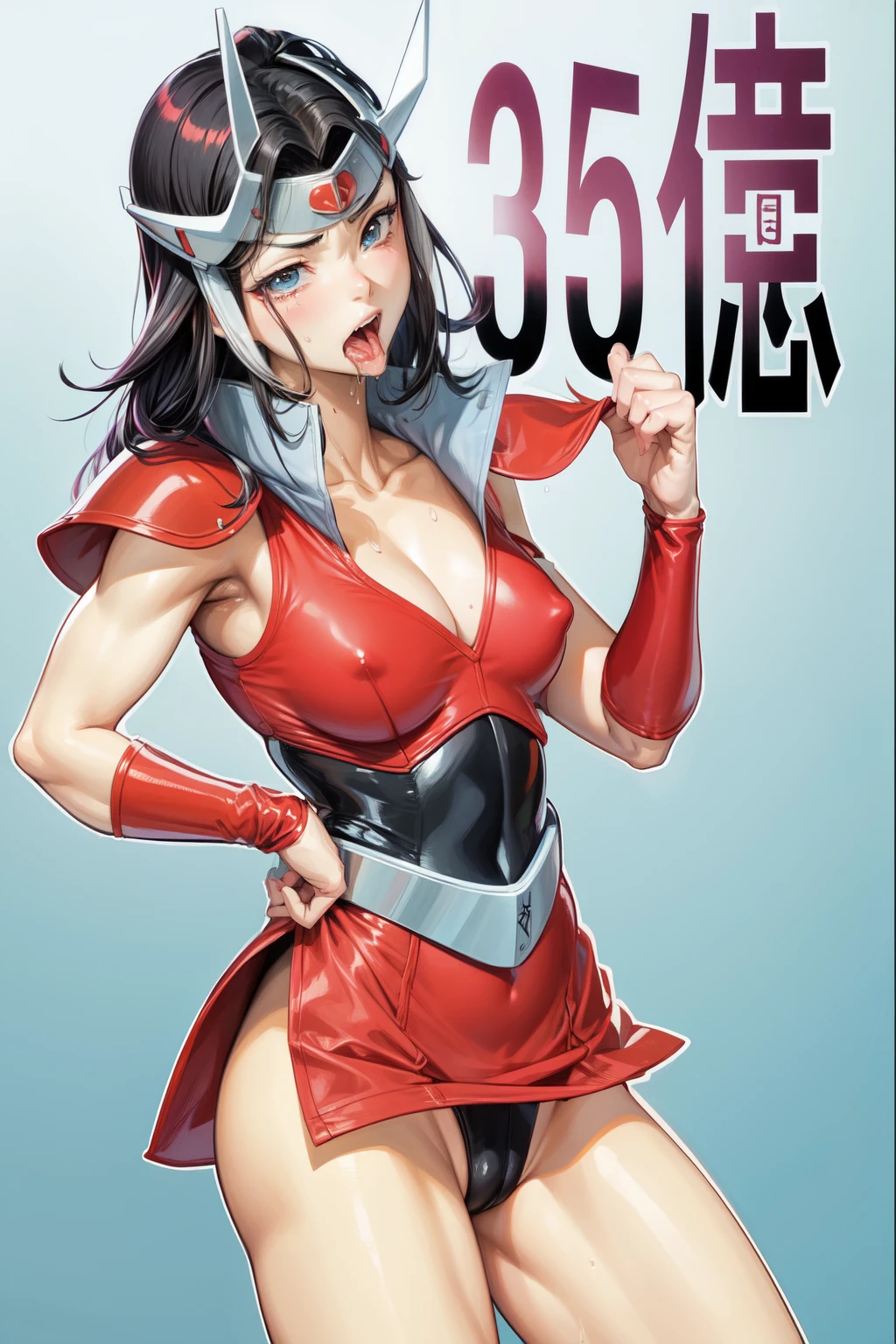 Female Combatant、Japanese girl、Close-up of a girl in a red leotard、Red shiny leotard、Black fishnet stockings、Black boots、Saiyan Girl, wonderful, Nano Girl, Female body type, Inspired by Hiromu Arakawa, Anime Manga Robot!! Anime Girls, Fubuki, Full Body Suit, by Hiromu Arakawa、wonderful, silk, Beautiful and attractive anime , Anime Girls of the future, tears,Drooling,Pee,Sweat,Tongue out,incontinence,Peeing、Estrus、Eyes wide open,Estrus,Blushing,Nipples are erect,Face is hot、Lust、incontinence、Armpit Hair、pubic hair、Nipples are erect、My crotch is wet