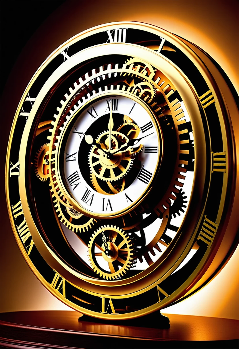 Time Travel Description: A clock with exposed gears and a time spiral, simbolizando a viagem no tempo. Perfect for fans of stories that defy the laws of physics and explore time.