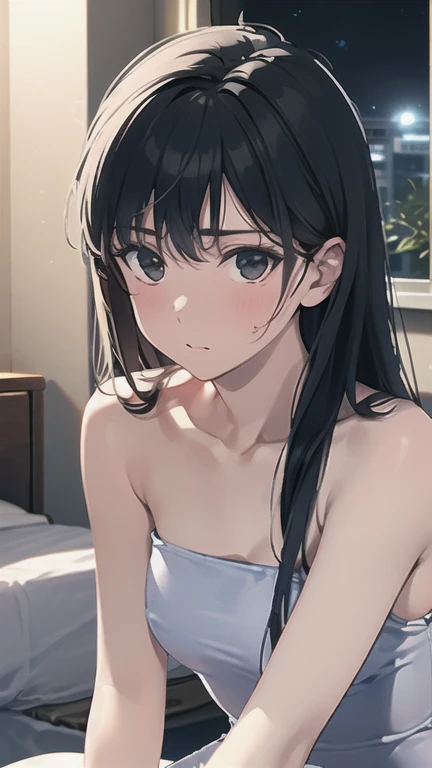 Actual images　Wearing a white camisole　Short black hair　Cute Face　living　Gravure images