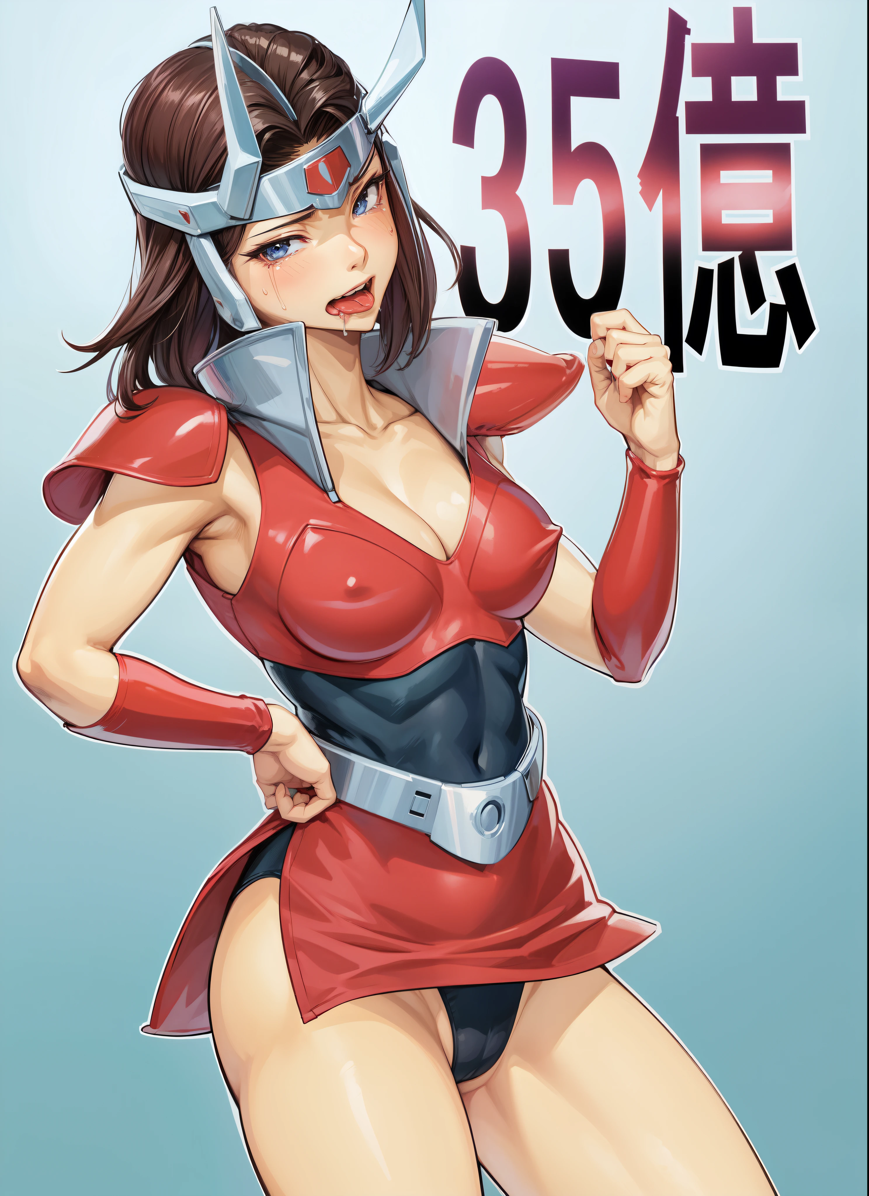 Female Combatant、Japanese girl、Close-up of a girl in a red leotard、Red shiny leotard、Black fishnet stockings、Black boots、Saiyan Girl, wonderful, Nano Girl, Female body type, Inspired by Hiromu Arakawa, Anime Manga Robot!! Anime Girls, Fubuki, Full Body Suit, by Hiromu Arakawa、wonderful, silk, Beautiful and attractive anime , Anime Girls of the future, tears,Drooling,Pee,Sweat,Tongue out,incontinence,Peeing、Estrus、Eyes wide open,Estrus,Blushing,Nipples are erect,Face is hot、Lust、incontinence、Armpit Hair、pubic hair、Nipples are erect、My crotch is wet