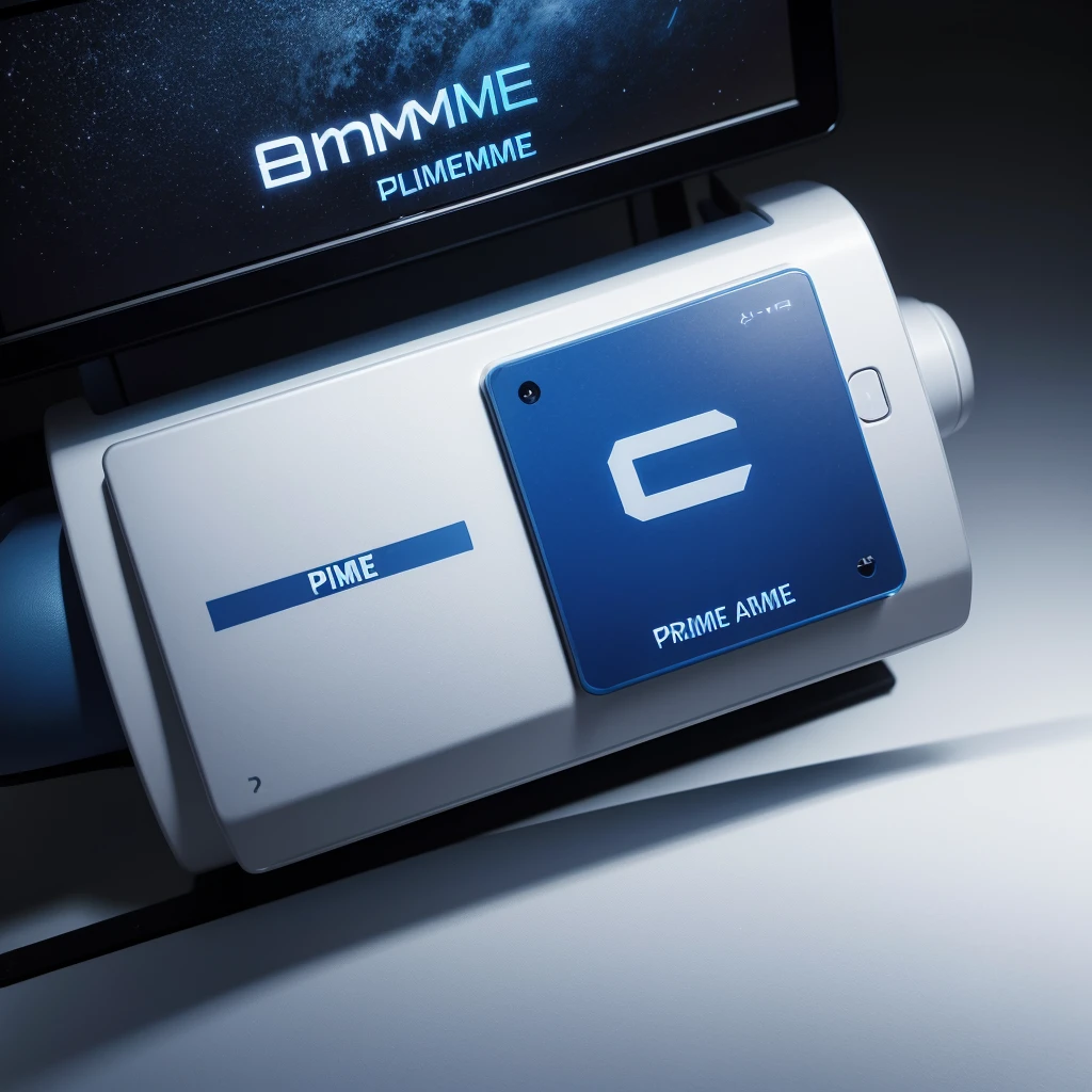 create a logo with the name "prime electronics" using blue and white colors