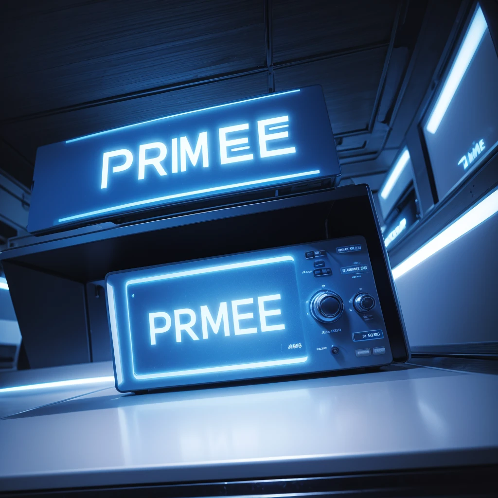 create a logo with the name "prime electronics" using blue and white colors