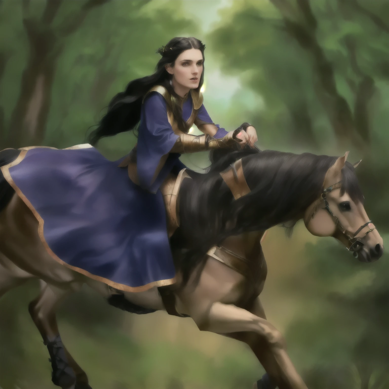 young maiden riding a horse in a forest with a forest background, galloping through the forest, d & d fighter, irish, elf princess knight, portrait of sorceress, realistic fantasy illustration, woman riding a palamino, inspired by Katie McGrath, medieval fantasy illustration, medieval fantasy game art, warrior princess, celtic, magic, beautiful, radiant beauty, stunning beauty