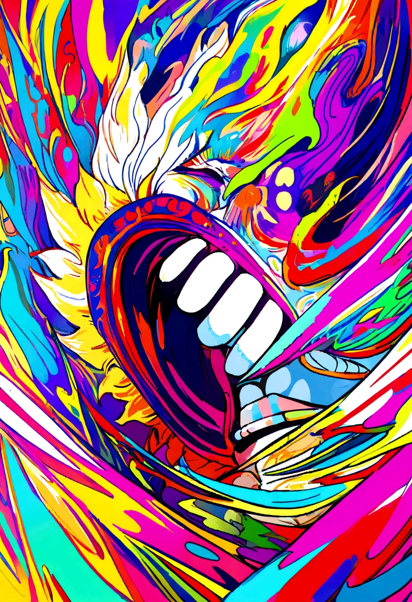 Zoro one piece with his asura's form, painting, in the white background, ambient, colorful, energetic, closeup