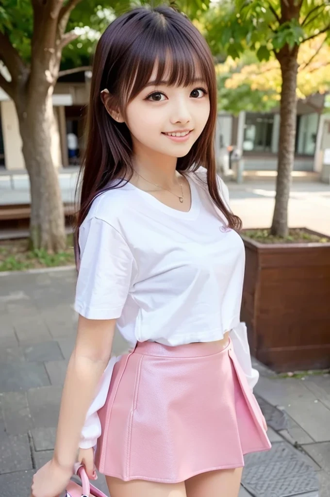 Pink mini skirt、Pink solid mini skirt、cute、high quality、photograph、