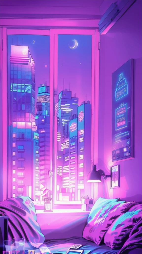 pink theme, style anime, huge city background, precious hotel, living room, in the computer screen is chart stock night light , (Highly detailed:1.2), (warm light:1.2), masterpiece, ultra realistic,32k, extremely detailed CG unity 8k wallpaper, best quality  (masterpiece,best quality:1.5)