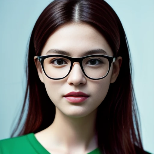 There was a woman wearing glasses and wearing a green shirt., high quality vertical, photorealistic photo, Realistic perfect face, Realistic digital art, Realistic digital drawing, very Realistic digital art, highly Realistic digital art, Ultra-realistic and accurate facial features, Very handsome, very realistic, photohyperrealistic beautiful face, photorealistic, hyperrealistic beautiful face, hyperrealistic beautiful face, realistic face