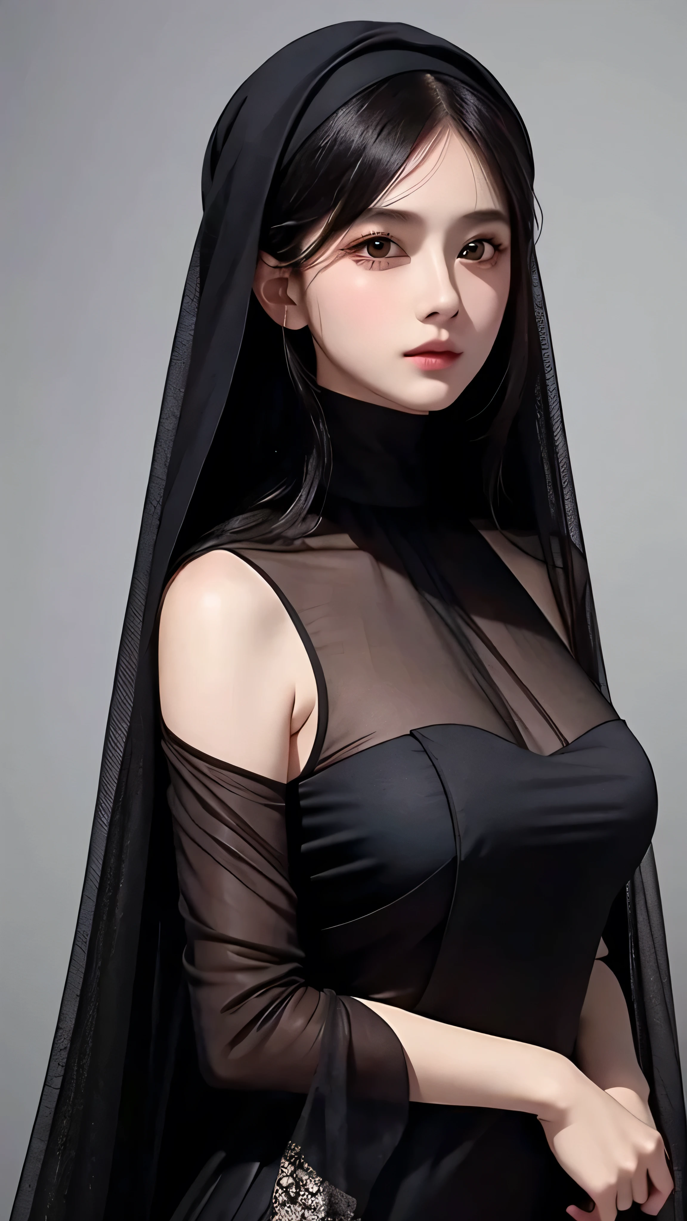 A black silk dress、Close-up of woman wearing black headscarf, Gu Weisz style artwork, IG Model | Art sprouts, extremely detailed Art sprouts, Surrealist anime, Soft Portrait Shots 8K, Art sprouts. Anime Illustrations, Bovoort'Art style, Blue-haired princess, 8k Art sprouts bokeh,Blue Hair,Semi-long hair,blue eyes,Beautiful glasses,wear glasses(focus),huge ,A big smile