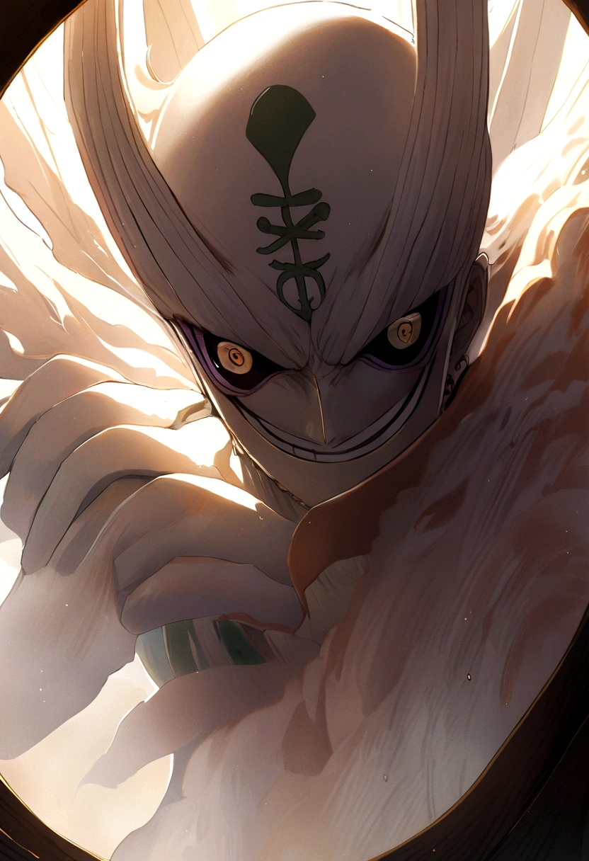 Zoro one piece with his asura's form, painting, in the white background, ambient, closeup
