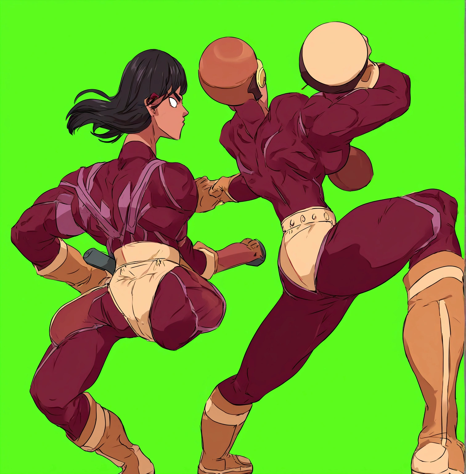 Create a movie poster inspired by Tomohiro Suzuki's "One-Punch Man" style, featuring hero with red uniform yellow boots and gloves holding a hammer with green background back turned to the camera