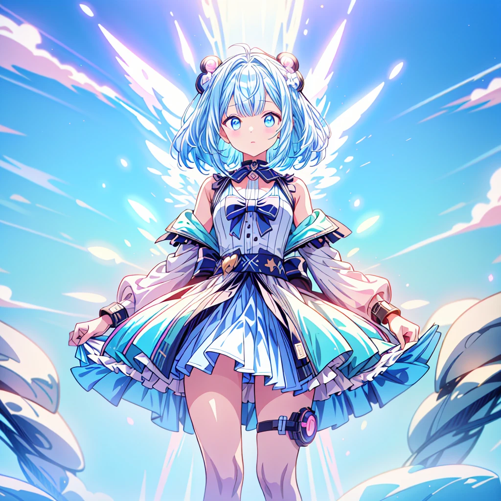 1girl、[17277fbe68],kawaii tech、High quality、Maximum detail、(((highest quality、Masterpiece、Official Art、The best dynamic composition)))、(Fine hair)、(Tabletop, highest quality), Super detailed, Anime Style, whole body, Cyberpunk Girl, Gripping a high-tech rifle, Milky white and light blue hair, Glowing blue eyes, Wearing a magical girl costume , 8K High Resolution, Trend Art Station, White Background, Standing in the Wilderness, whole body,