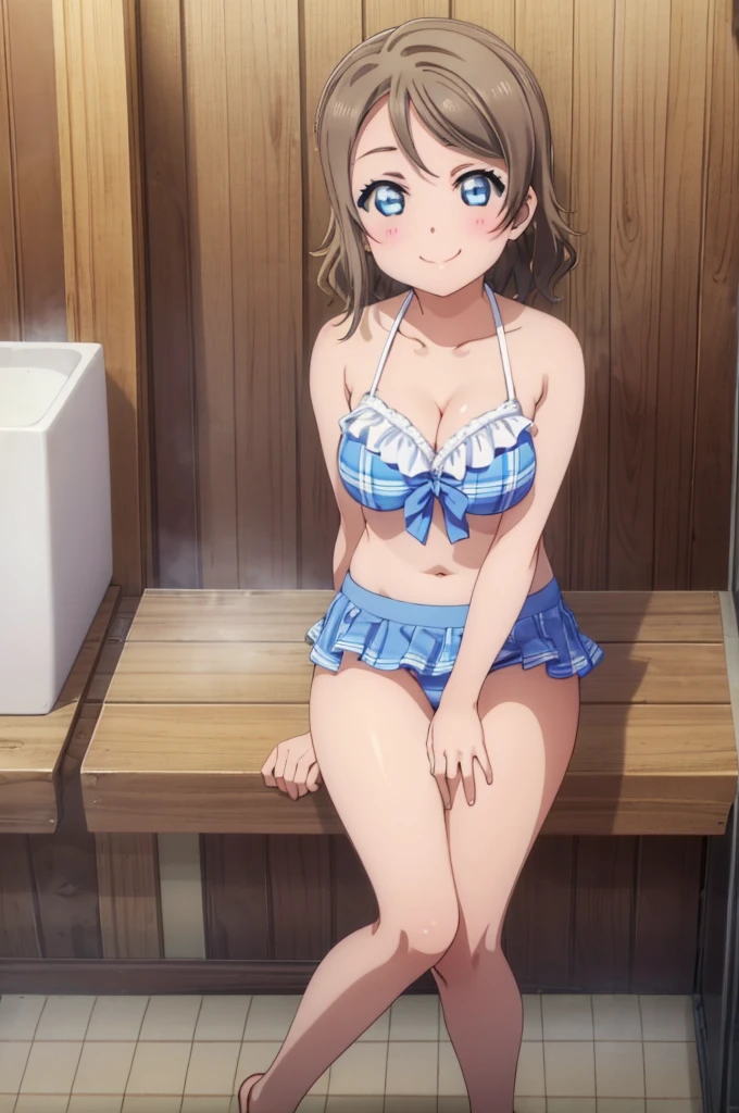 (((pixel-perfect, detail-perfect))), solo, 1girl, you watanabe, eyes azzur, smile, bikini, sauna, big filesize, ultra High Qality