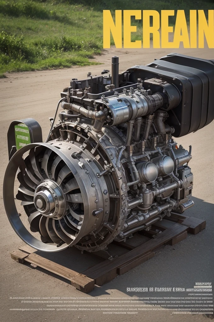 Create me a poster in Brazilian Portuguese about an engine made from recyclable parts and its strengths for the planet 