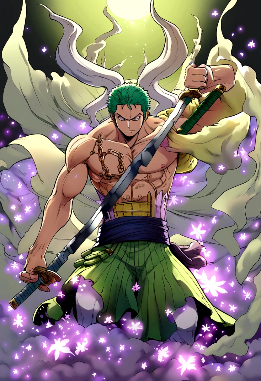 Zoro one piece with asura's form three sword