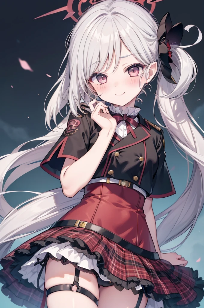 Asahi Mutsuki、Good looking girl (blush, Perfect Face), independent , Looking into the camera, masterpiece, Anime art style, Cute Characters, Most detailed, high quality、Nico Nico Smile、Silver Hair、Side Ponytail、Small breasts、ta、Combat Uniform、gunを持っている、gun