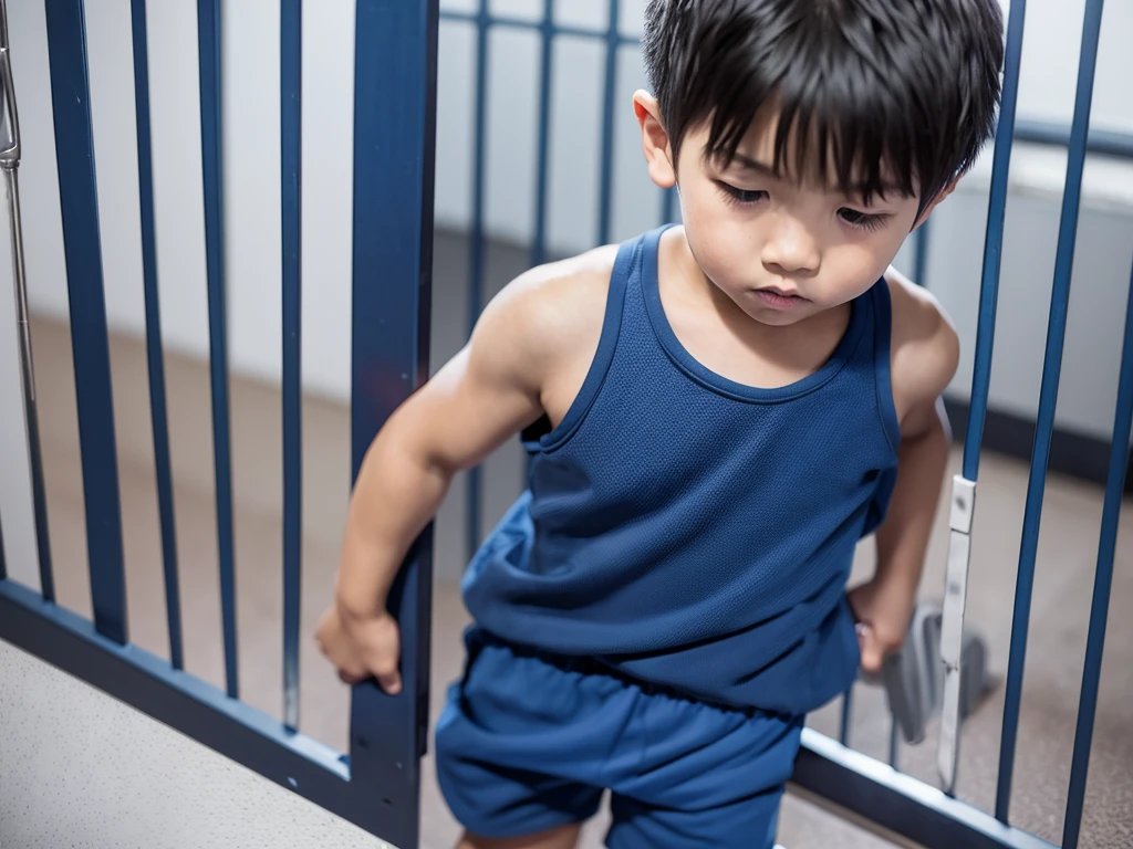 Prison cell、 regression、Prison officers abuse、Dark Room、Boy rapes boy、Boy in gym clothes、(10Age 1.4)、Blue shorts、Japanese、Hot summer day、My body is shaking with fear、Frightened boy、I'm about to cry、torture、(Boy 1.4)