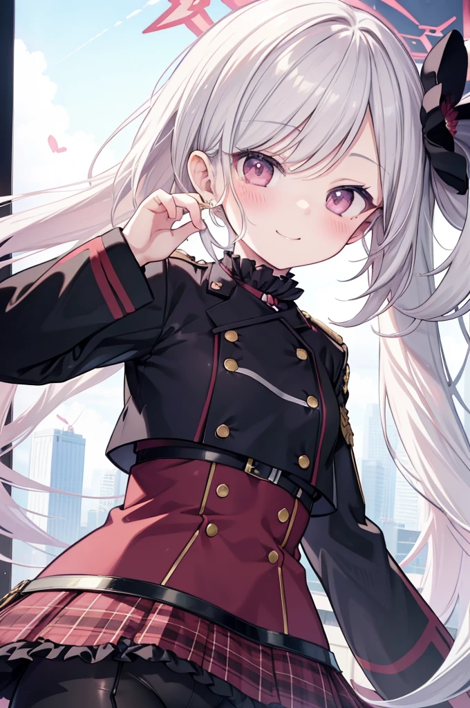 Asahi Mutsuki、Good looking girl (blush, Perfect Face), independent , Looking into the camera, masterpiece, Anime art style, Cute Characters, Most detailed, high quality、Nico Nico Smile、Silver Hair、Side Ponytail、Small breasts、****ta、Combat Uniform、pants、Panty shot、