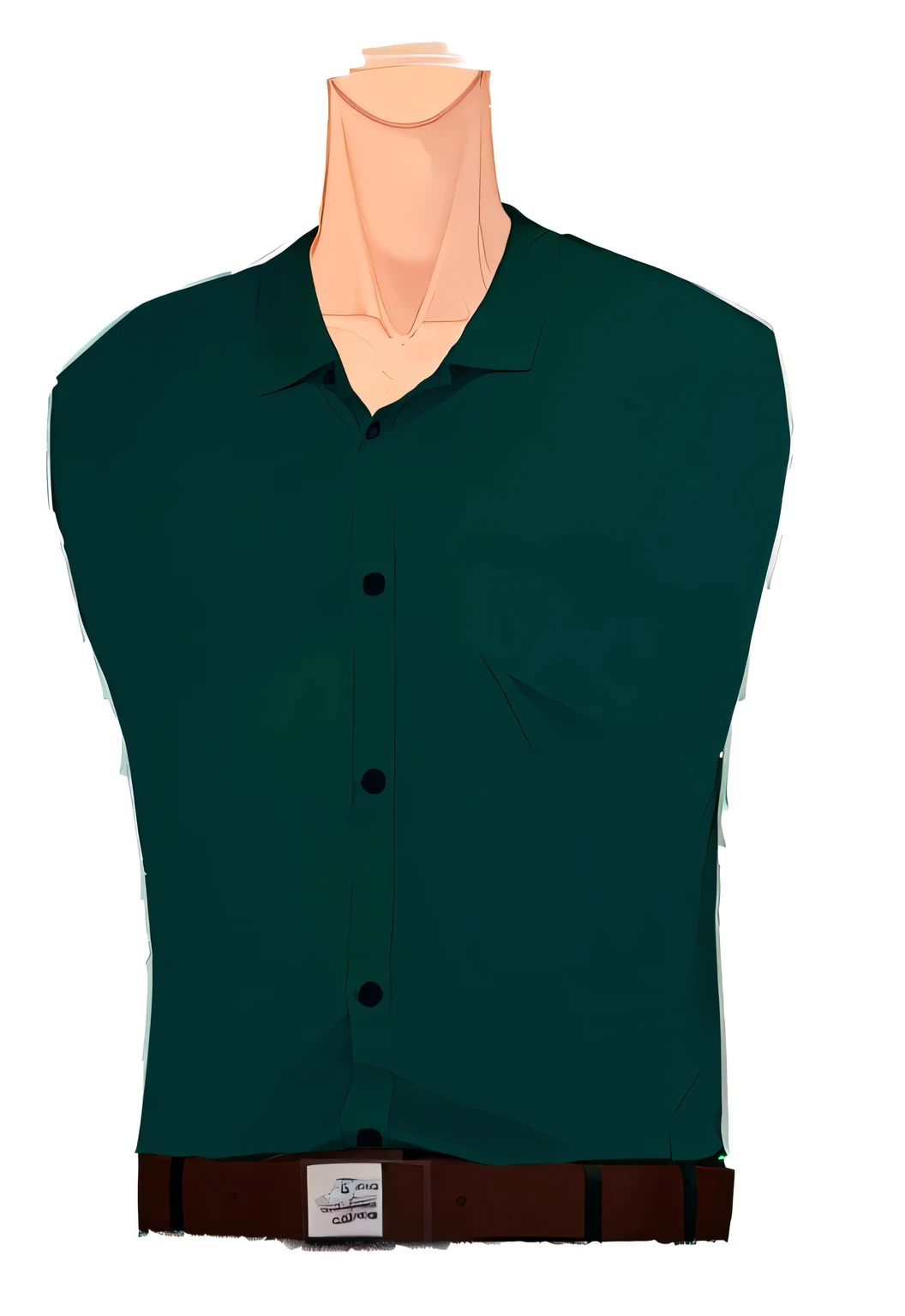 a cartoon image of a man wearing a green shirt and a brown belt, in a dark green polo shirt, wearing a black shirt, in a dark teal polo shirt, wearing in shirt, wearing a shirt, wearing a dark shirt and jeans, wearing collar on neck, wearing collar, green shirt, wearing polo shirt, cloth jerkin, he is wearing a black