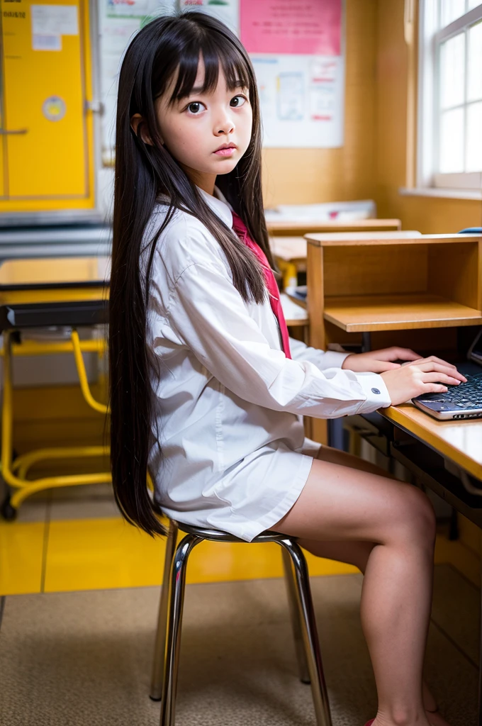 black long hair naked girlchild shortstature elementaryschoolstudent real