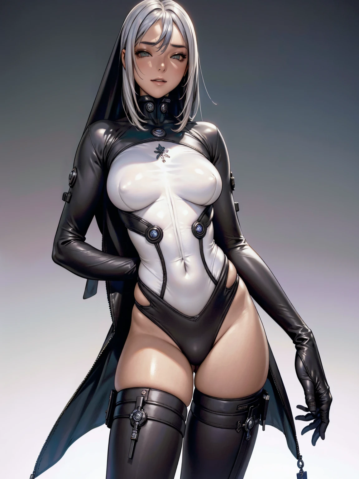 (((devilish smile))), (((melhor qualidade: 1.4))), (((full metal))), (((DuneWalker))), (((post-apocalypse))), (Unbeatable masterpiece), (hiper HD),(CG 8k hiper-realista), 1Garota armada em um mundo futurista, (((dunewalker))), (((white Bob haircut style))), Coronel Motoko, modern clothes with macrostructure composing her slender body with perfect proportions, hexagonal patterns, cabelo colorido, cyberpunk de atitude, pose ativa, mecanismos vivos, fundo parede grafitada, ((( girl))), (((melhor qualidade: 1.4))), (((short haircut))), (Unbeatable masterpiece), (hiper HD),(CG 8k hiper-realista), (((seios grandes))), (((hiper feminina))), sexy girl, black tattoo,（cabelo de cor escura） ((( corpo))), (((1 garota))), garota tatuada de 25 anos com corpo perfeito,,Rosto lindo e bem cuidado,muscular corpo:1.2,solid color detailed jacket, (Head to thigh photos)， Equipamento complexo, verde escuro，long pants，Tight clothes are dark，With white stars and off-white stripes,,,,,Armor Metal Electronic Parts, Tatuagens de veneno ) INFO, garota, (((Sozinho))), pirralha Violento, (((14 a sexy, pose de atitude, obra de arte, post-apocalypse, (((manga style))), Bounty Hunter, Violento, Manic, cara de mau, corpo esguio, magra mas forte, corpo perfeito, roupa moderna, Advanced technology, Pleated mini skirt with checkered pattern in red and black, jaqueta tipo gola de pele, sleeves with vertical striped pattern, fundo neutro, (( tiro de vaqueiro )). visual intrincado