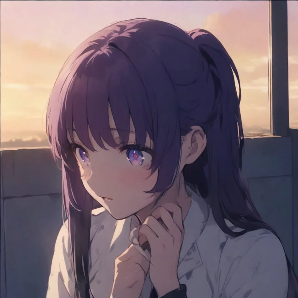 ((Purple hair)), ((same character)), ((anime chini eyes))
