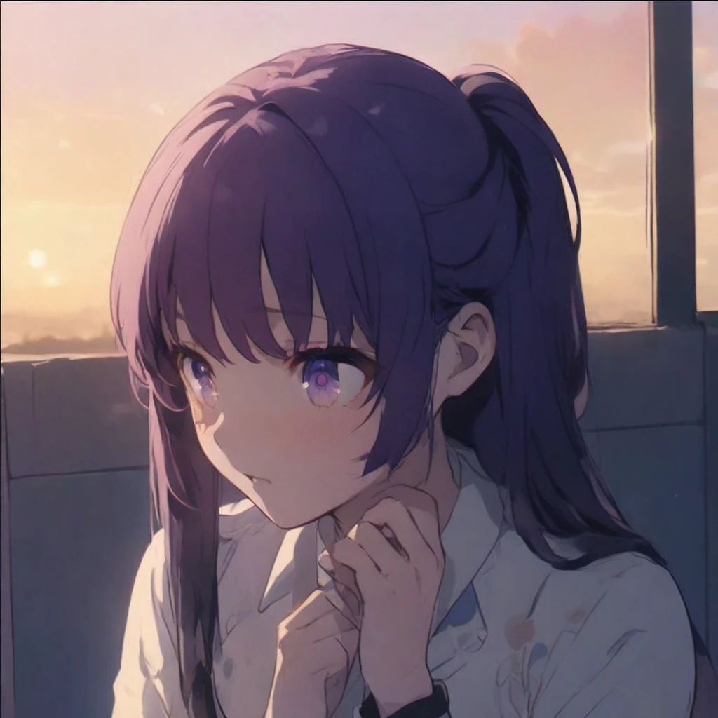 ((Purple hair)), ((same character)), ((anime chini eyes))