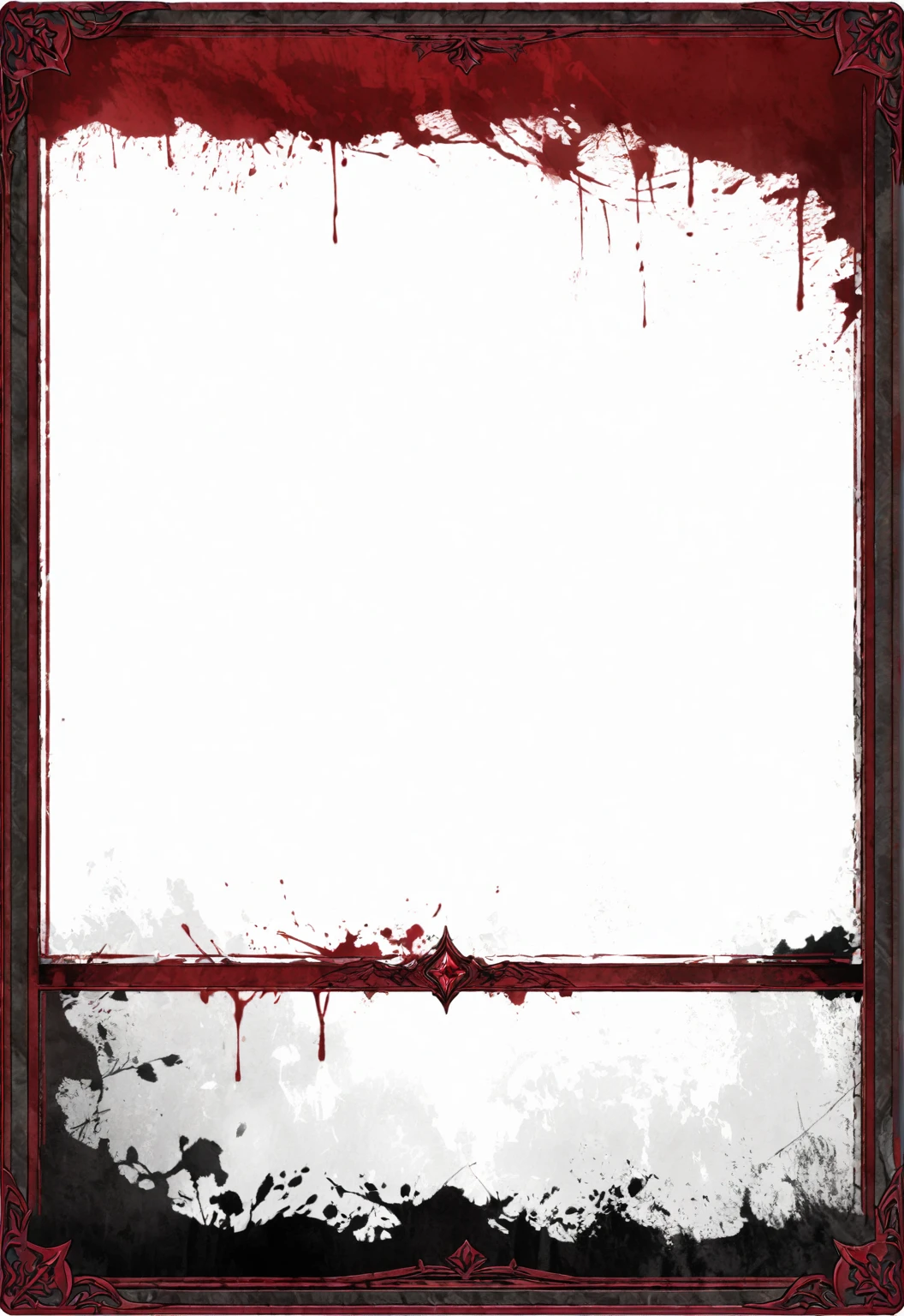A card border UI,Medieval European aristocracy design,Bloody dark style,There is blood,Stained on the parchment backing。Dark red main color。
