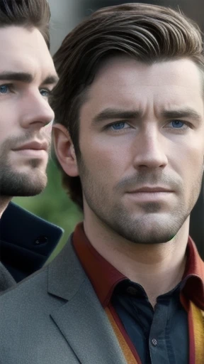 a group of Irish man gathered together, focus on the face.