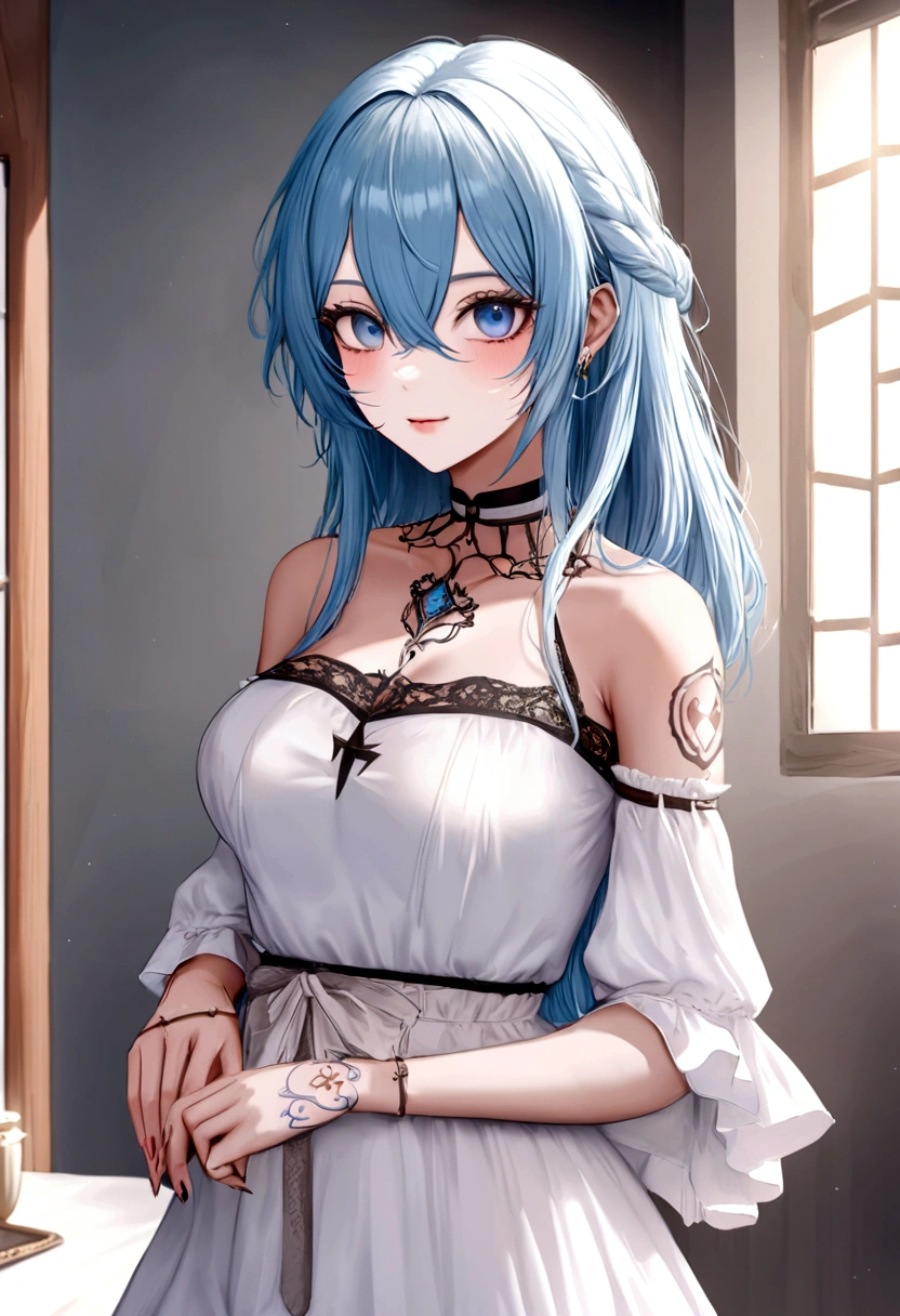 VI de arcane,mulher forte de cabelo cortado de lado rosa,She has a tattoo near her eye area that says VI,estilo anime realista,olhos de cor azul bem fraco e transparente,castanhos,ele tem cabelo vermelho de lado curto,She's got a tattoo on her neck,ela usa uma jaqueta vermelha E uma blusa branca com detalhes azul forte