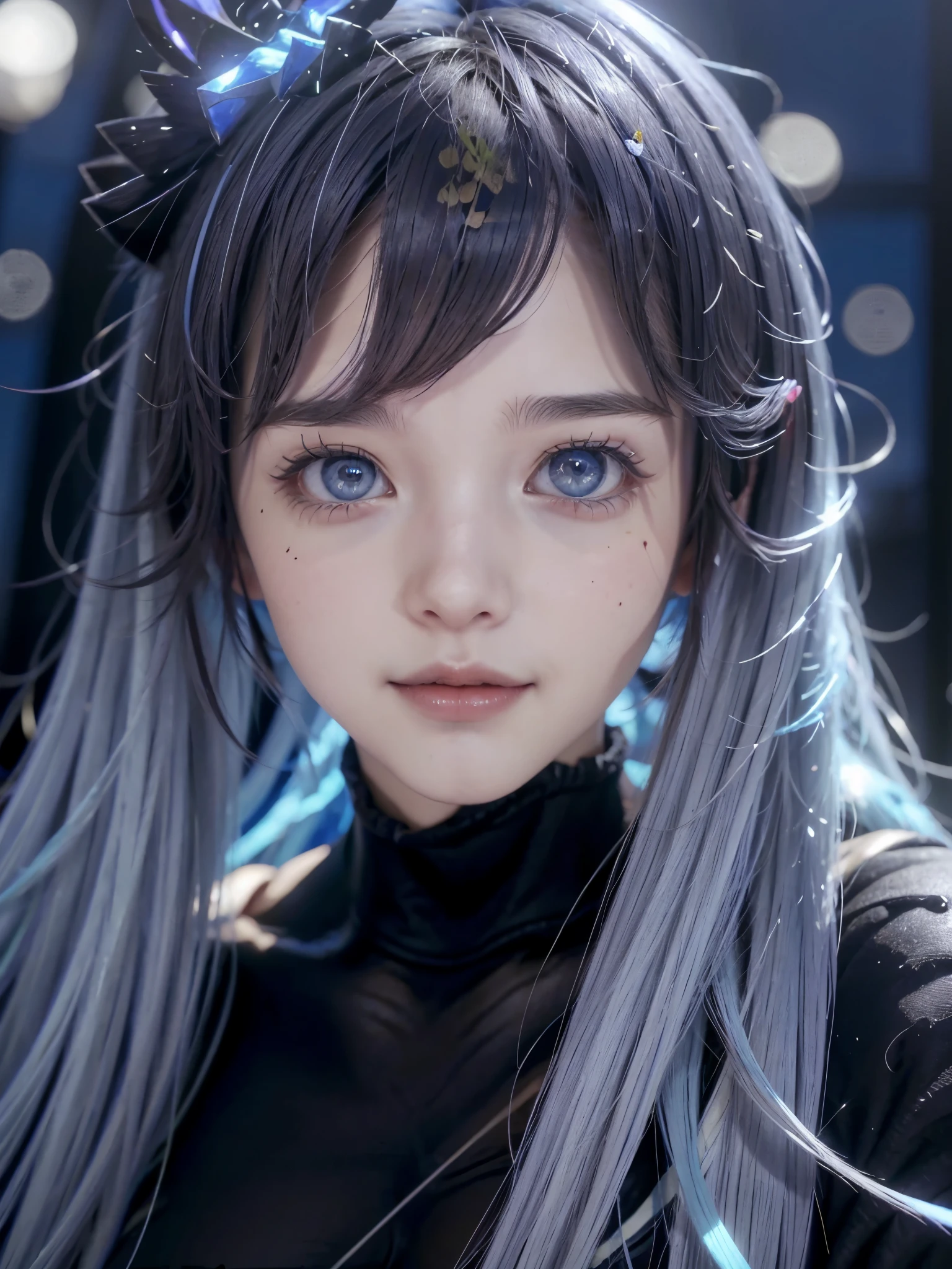 Hot Hatsune Miku Extraordinary Beauty、sozinho, enorme , Olhando para o espectador, Ombros nus, olhos azuis claros e brilhantes, gem, corpo todo, colar, fora do ombro, black sweater, realista, Sexy 8k、Brilho de bochecha、Beleza de rosto pequeno、pfotorealistic, Highresolution, 1 woman, white-haired, Korean, Heterochromia eyes, Small moles under the eyes,outdoor, big tits