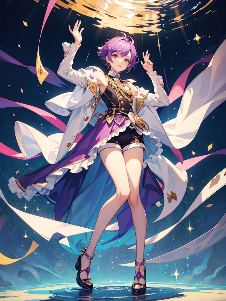 Prince, femboy, short hair, shorts,prince clothes, full body, mimi