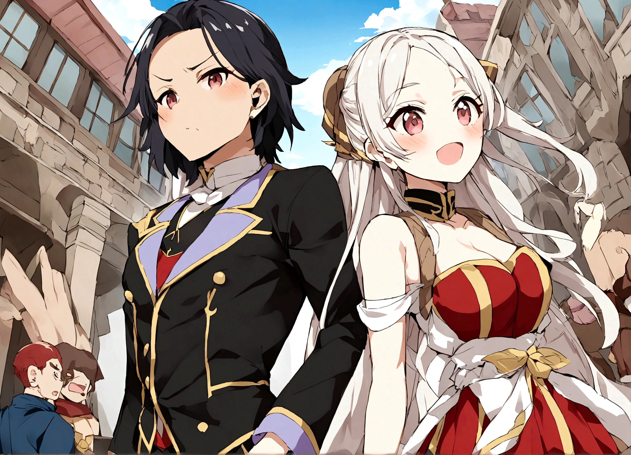 Gambarkan seorang karakter anime perempuan dewasa di dalam ruang kelas. Karakter tersebut mengenakan seragam sekolah yang sedikit longgar dan provokatif, dengan rok yang sedikit terangkat dan kancing baju yang sebagian terbuka. Ekspresi wajahnya menggoda dan genit. Ruang kelas di latar belakang memiliki jendela besar yang memperlihatkan pemandangan luar yang cerah dengan pepohonan hijau. Karakter tersebut duduk di atas meja dengan posisi tubuh yang sensual, salah satu tangan menyentuh bibirnya dan kaki sedikit terbuka. Gaya seni anime yang digunakan harus menonjolkan detail tubuh dan warna-warna yang mencolok