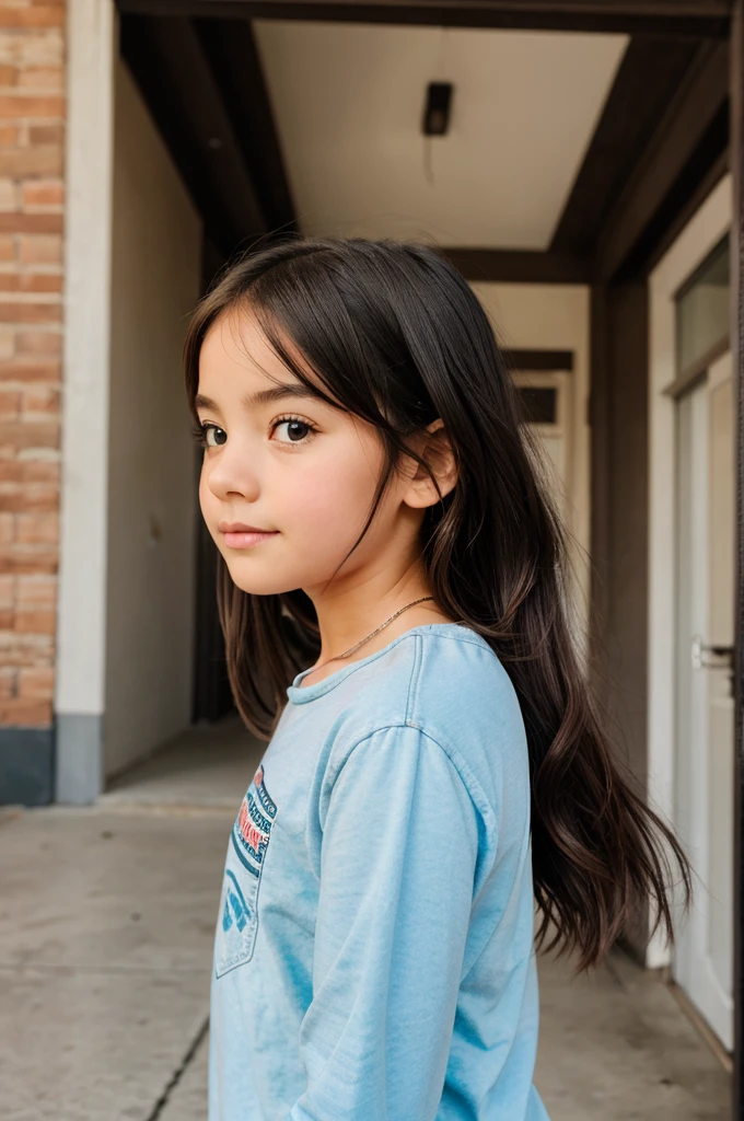 A girl with kind hearted and medium size boops