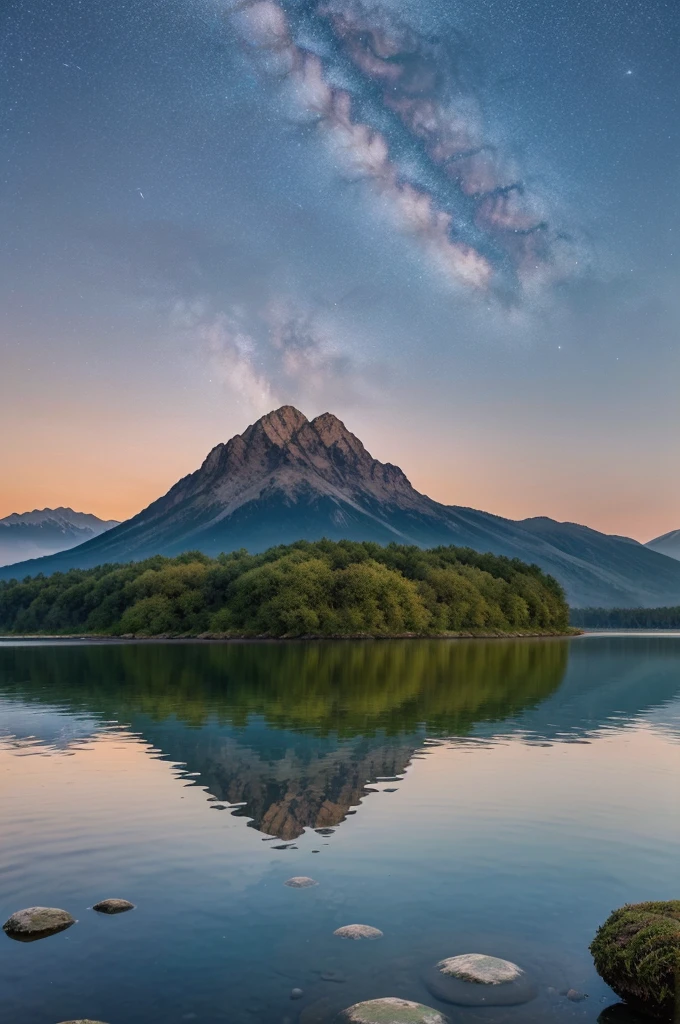 The novel cover presents a tranquil and picturesque scene of a remote lakeside at twilight. The still waters reflect the soft hues of the evening sky, adorned with the gentle glow of distant stars. Tall, majestic mountains loom in the background, their peaks kissed by the last light of the setting sun. The air is filled with a sense of serenity and solitude, interrupted only by the occasional rustle of leaves and distant calls of wildlife. Integrated seamlessly into this serene landscape is the title "Chahtein Ishqwalo ki," elegantly displayed in a calm and contemplative font, capturing the essence of romance and introspection in a peaceful natural se